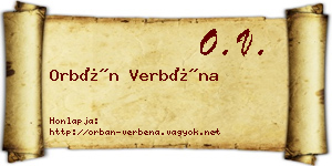 Orbán Verbéna névjegykártya